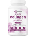 Micro Ingredients Multi Collagen Pills for Women & Men, 240 Capsules | Type I, II, III, V, X | Hydrolyzed Peptides with Biotin, Hyaluronic Acid, & Fat Soluble Vitamin C Complex | Non-Gmo, Filler Free