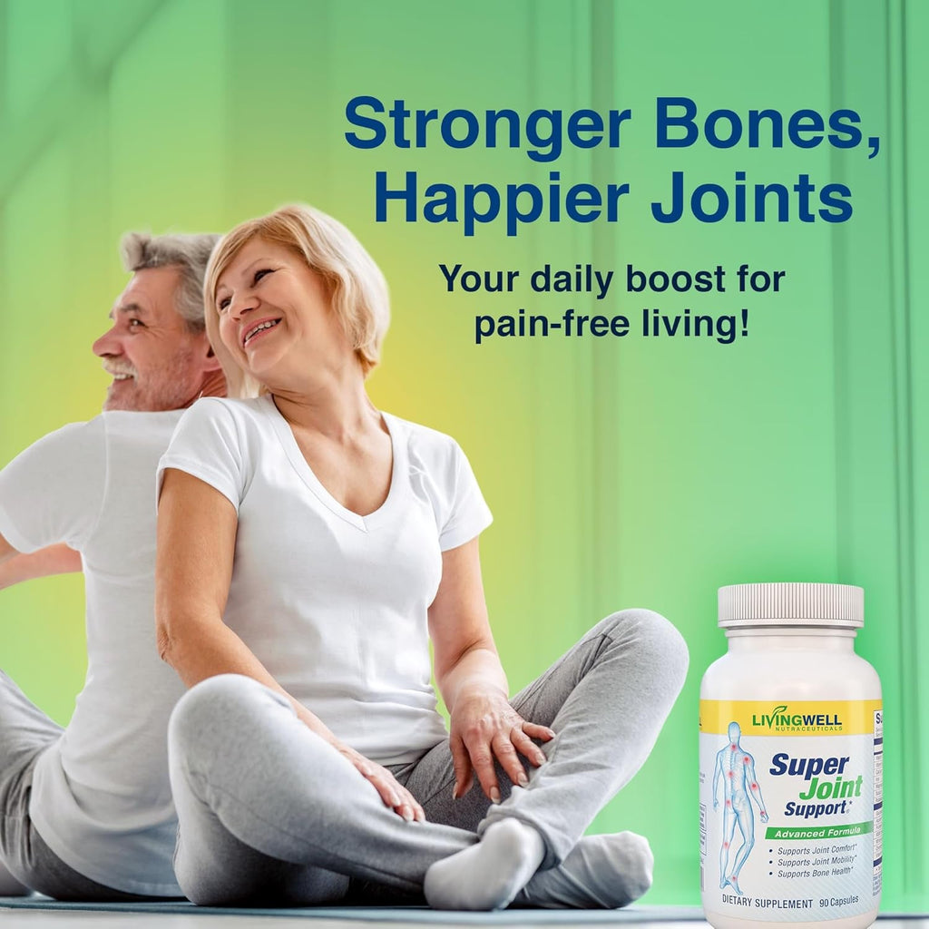 SUPER JOINT SUPPORT Glucosamine Chondroitin & MSM for Bone & Muscle Health - Joint Supplement for Men & Women with Vitamin D, B12, Magnesium, Potassium & Calcium - All in One Support - 90 Capsules