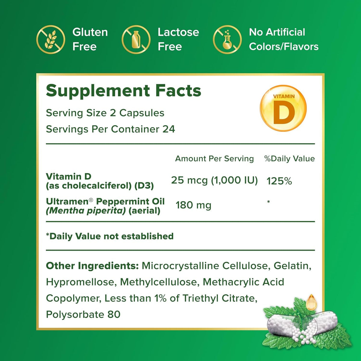 Ibgard with Vitamin D, Peppermint Oil Capsules, Supports Immune and GI Health, 48 Capsules (Amazon Exclusive)