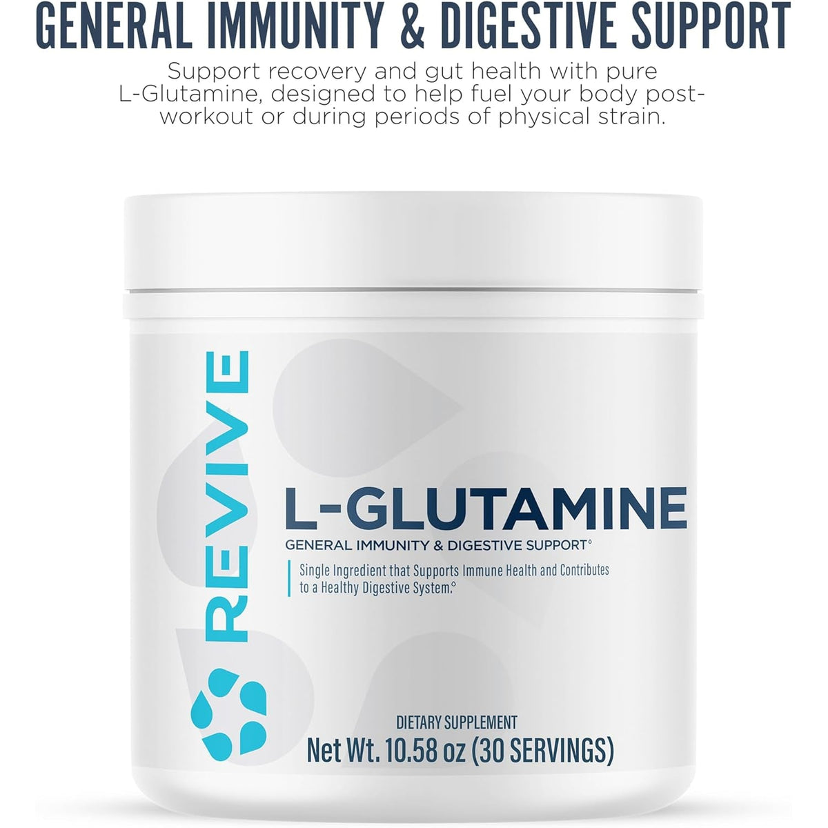 Revive MD Gut L-Glutamine Powder – Muscle Recovery & Immune Support Supplement for Adults – Promotes Digestive Health, Reduces Muscle Soreness & Supports Immunity – Vegan (30 Servings)