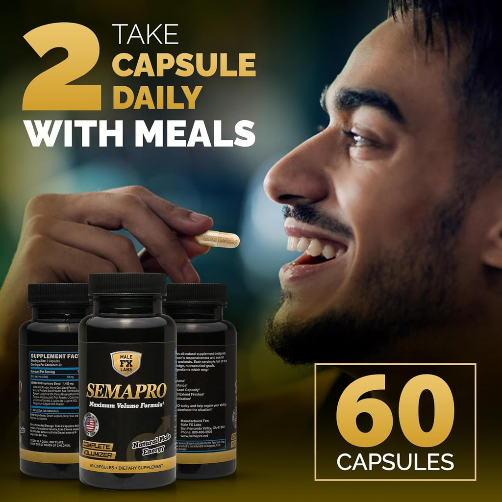Extreme Semen Volumizer and Male Energy Formula - All Natural Endurance, Stamina & Semen Health - 60 Caps (1 Month Supply)
