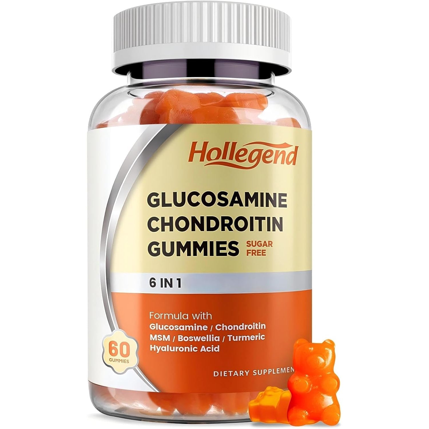 Glucosamine Chondroitin Gummies Sugar Free, Gummies Supplements for Adults Men & Women, 60 Count