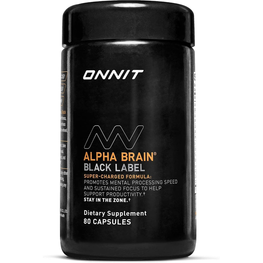 ONNIT Alpha Brain Black Label Capsules, IGEN Non-Gmo Tested Citicoline Brain Supplement for Concentration and Memory, Lion’S Mane, Lutemax Lutein, L Theanine and Mucuna Pruriens, 80 Count