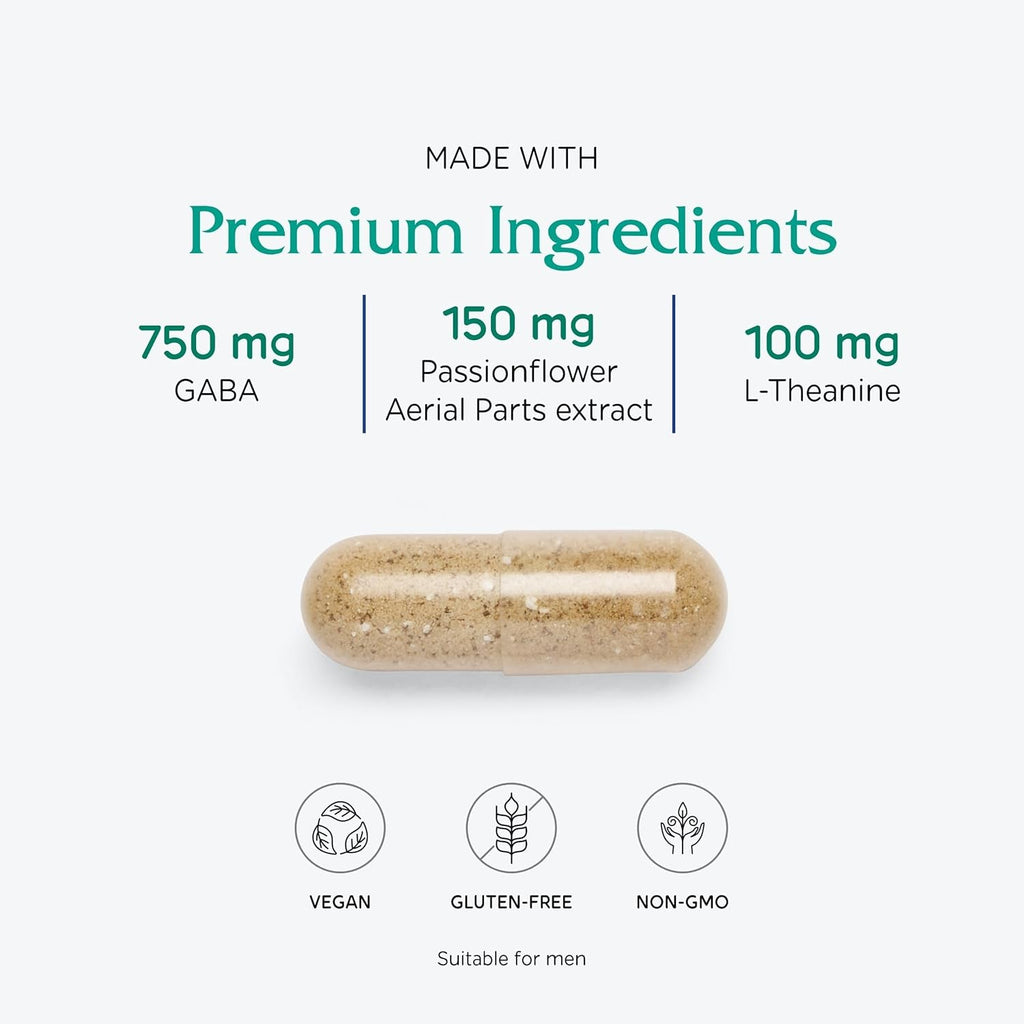 Vitanica, GABA Ease, Calming Support, Vegan, 60 Capsules