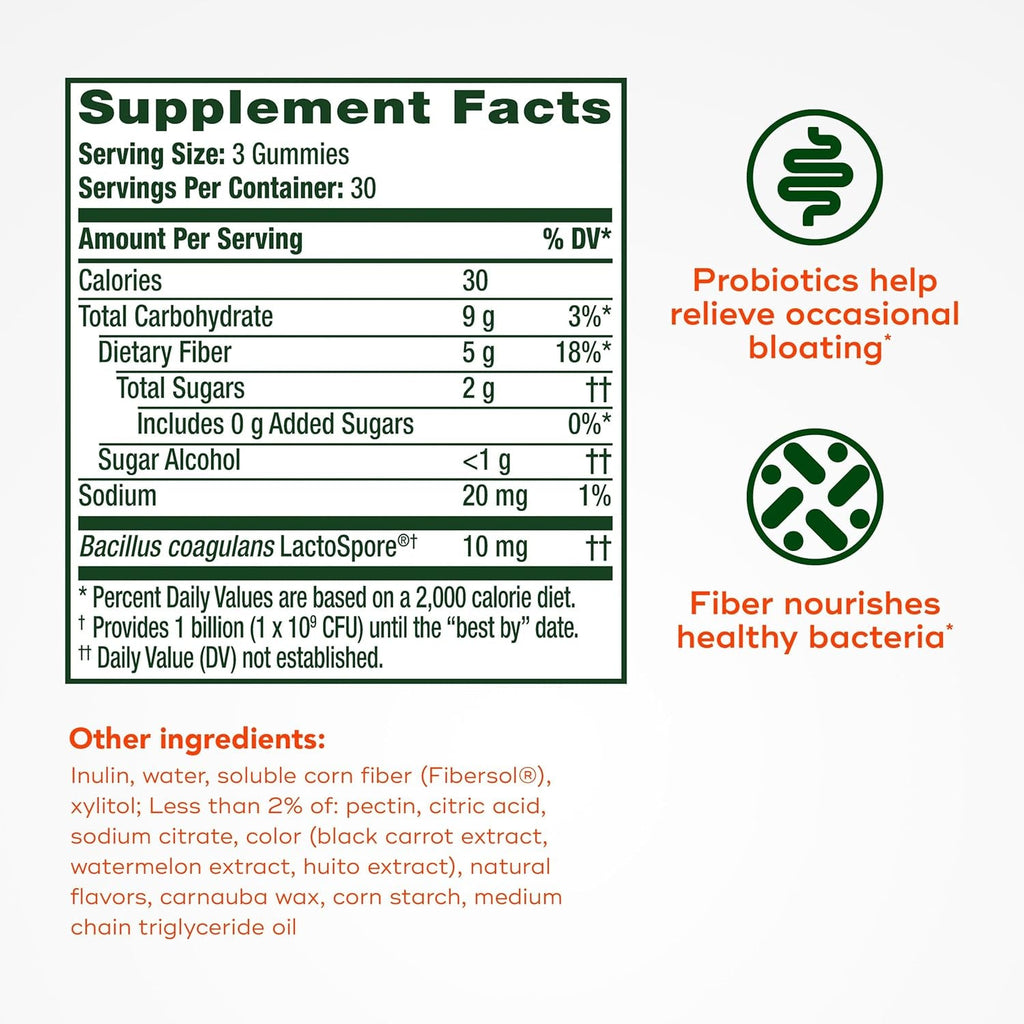 Align Probiotic, Probiotics + Fiber Gummies, Probiotics Help Relieve Occasional Bloating*, Fiber Helps Support a Healthy Digestive System*, #1 Doctor Recommended Probiotic Brand‡, 90 Gummies