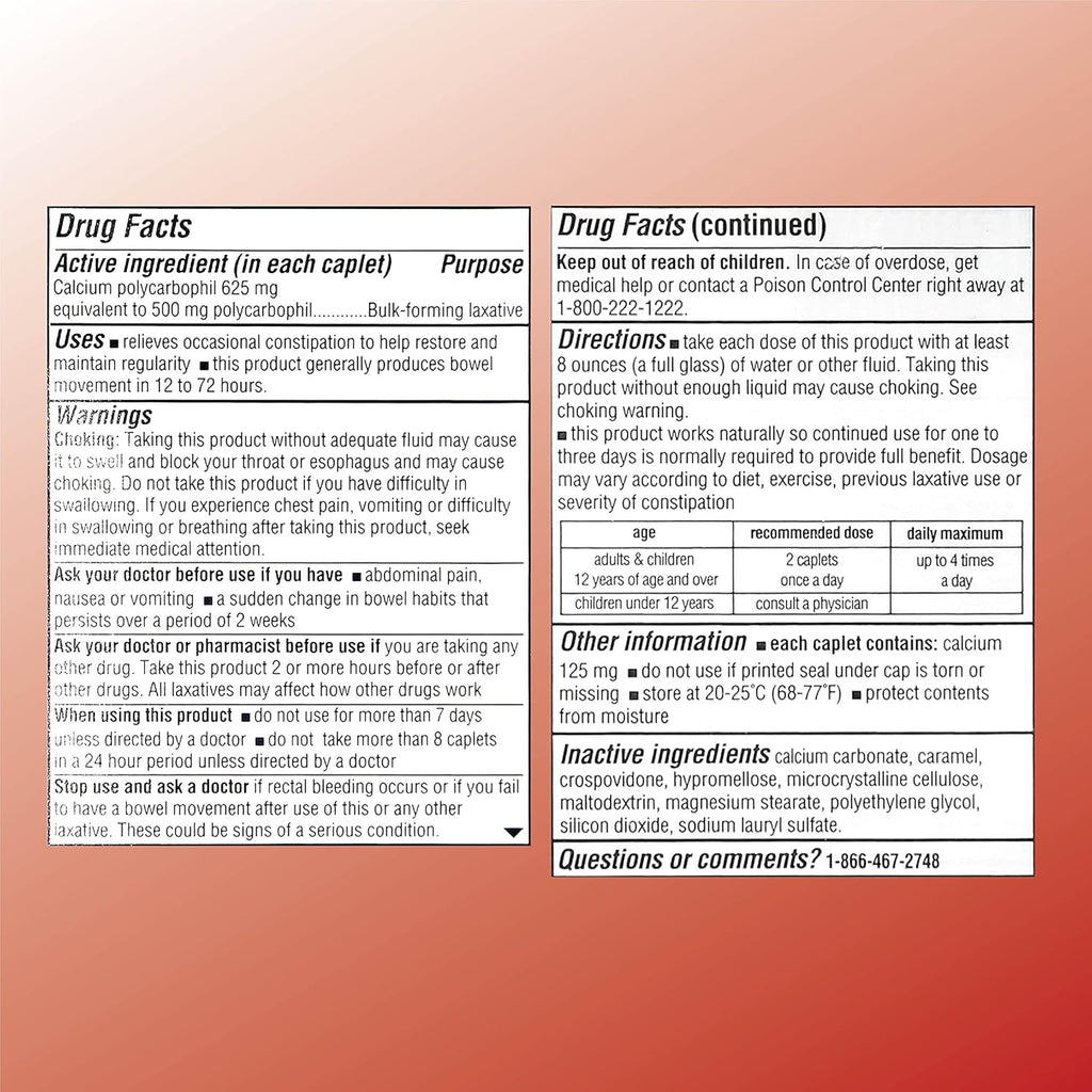 Quality Choice Fiber Therapy Caplets, Safe and Comfortable Constipation Relief without the Gas and Bloating, Insolubale Fiber for Bowel Irregularity in a 90 Count Bottle of Caplets