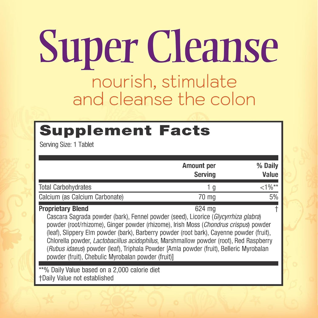 Nature’S Secret Super Cleanse - Extra Strength Colon Cleanse with 14 Herbs & Probiotic Support - Promotes Gut Health Detox Cleanse & Digestive Support Gentle Elimination Formula - 100 Tablets (1 Pack)