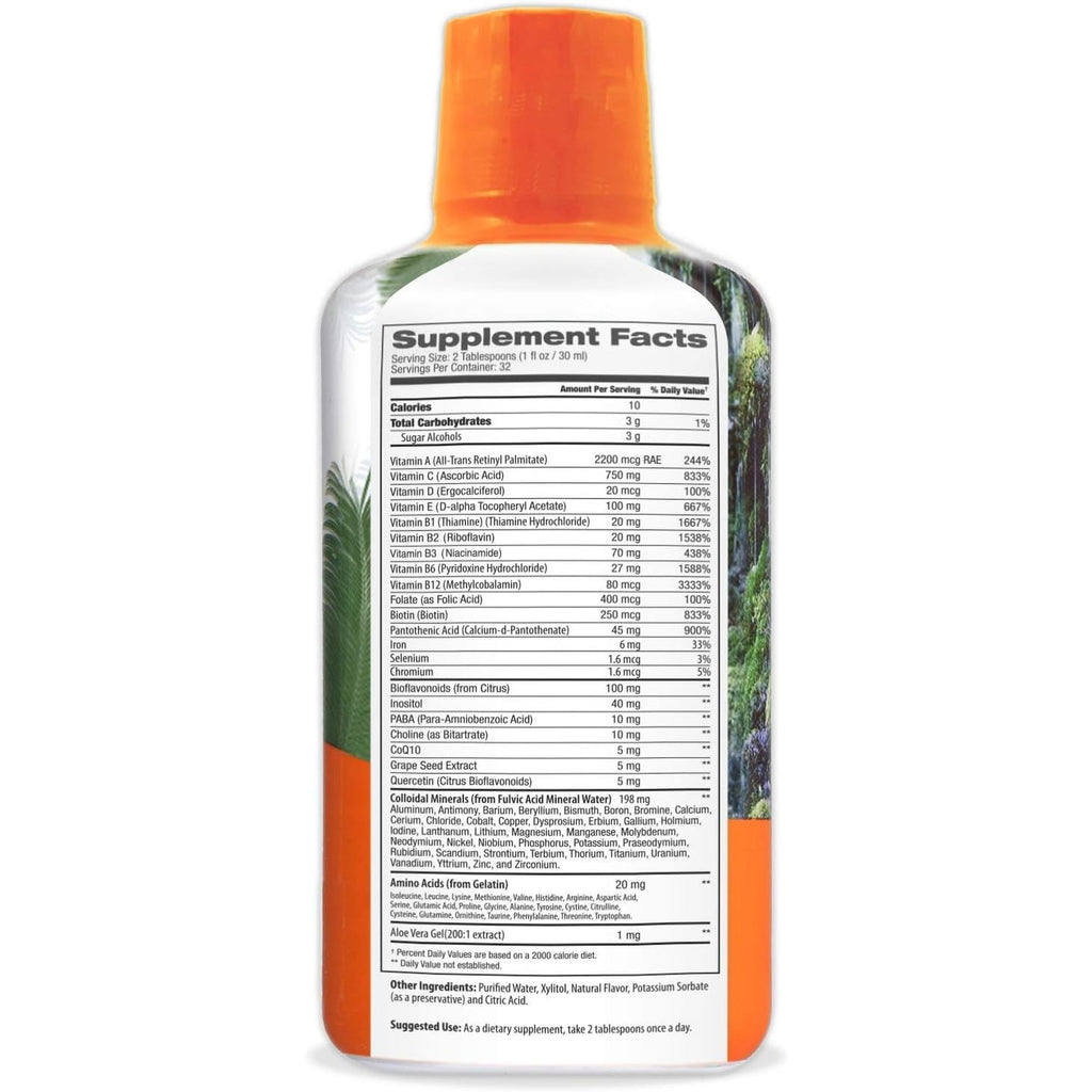 Tropical Oasis Mega plus - Liquid Multivitamin and Mineral Supplement – Includes 85 Vitamins & Minerals, 20 Amino Acids + Coq10, Grape Seed Extract & Organic Aloe Vera - 32Oz, 32 Servings, 33460