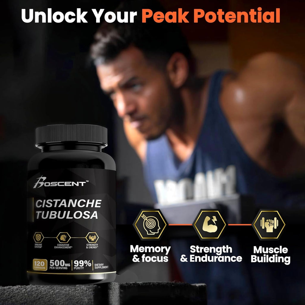Cistanche Tubulosa Extract 500Mg (120 Servings) - 120 Capsules - 50% Echinacosides,10% Acteosides - Natural Nootropic for Stamina, Immunity & Memory - Hormone Balance - Strength Booster for Men