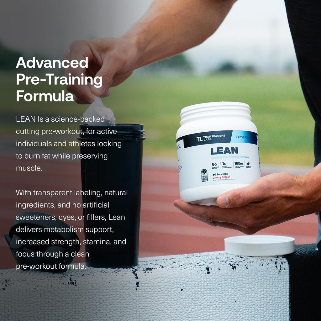 Transparent Labs Lean Pre-Workout - Body Recomposition Pre Workout for Men and Women with Acetyl L-Carnitine, Beta Alanine Powder, & Purcaf Organic Caffeine Powder - 30 Servings, Strawberry Lemonade