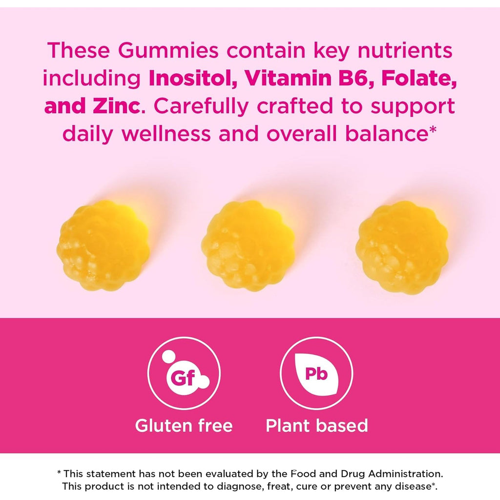 Arompcoslife Inositol Gummies for Women, 60 Count, Myo-Inositol Supplement with Folate & Vitamins B6 & B12, Supports Daily Wellness, Orange Flavor