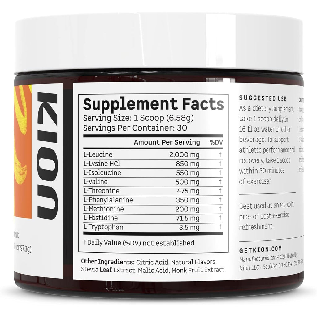 Kion Aminos Essential Amino Acids Powder - Amino Acid Nutritional Supplements, Aminos Powder, Essential Amino Energy No Caffeine, Eaas Amino Acids Powder, BCAA EAA - 30 Servings, Mango