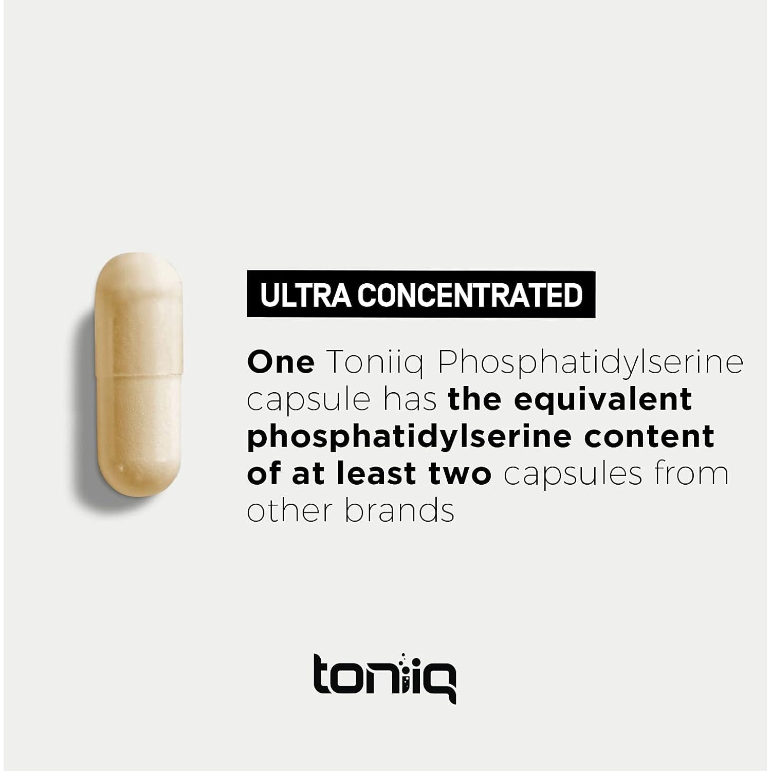 Toniiq Phosphatidylserine - 400Mg Formula - World’S First 50% Purity - Highest Purity in the US - Soy Free Phosphatidylserine Supplement - 90 Veggie Capsules