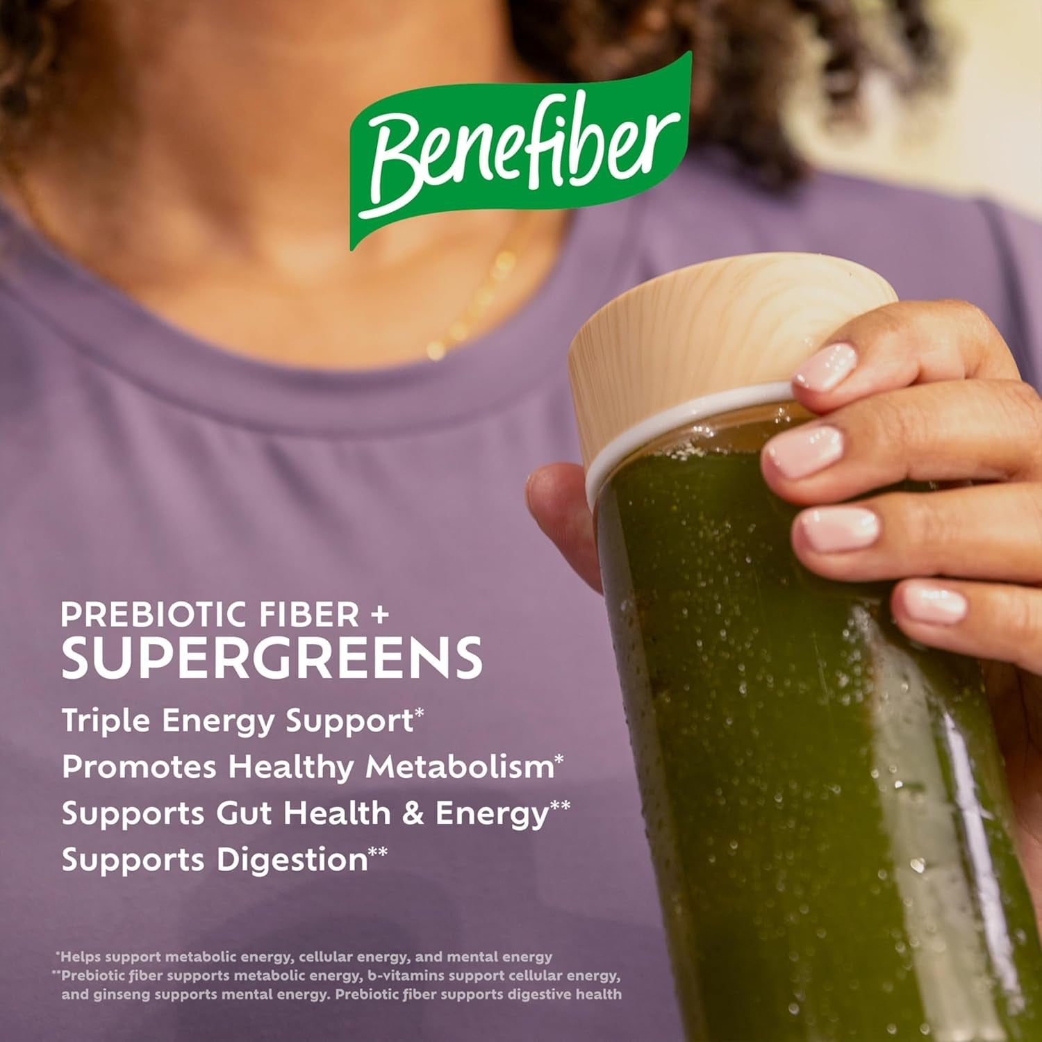 Benefiber Prebiotic GLP-1 Friendly Fiber + Supergreens Dietary Supplement Powder, Watermelon Lemonade Flavor, 8.8 Oz (250G)