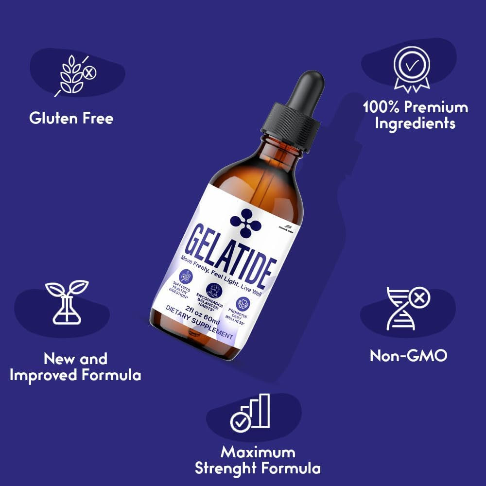 Gelatide Drops, Maximum Potency Supplement, Gela Tide Liquid Extract Advanced Premium Formula, All Natural for Men and Women 60 ML (2)