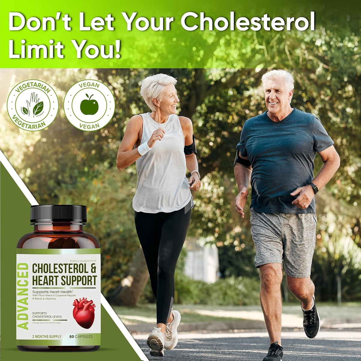 Heart Health Cholesterol Supplements - Cholesterol Health & Heart Support with Plant Sterols, Niacin & Garlic Powder.Vitamins Pills for Healthy Cholesterol and Healthy Heart.Two Months Supply.