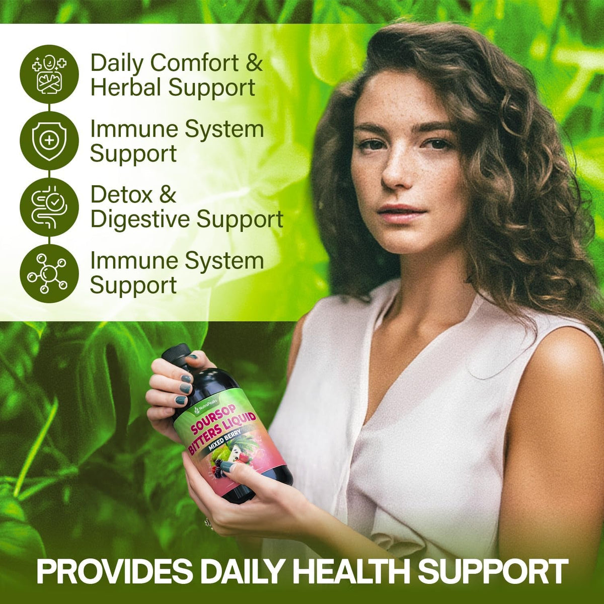 Soursop Bitters Liquid – Herbal Detox Formula with Soursop, Ginger, Turmeric & Black Seed Mixed Berry Flavor – Supports Digestive Balance & Immune Wellness – 16 Fl Oz