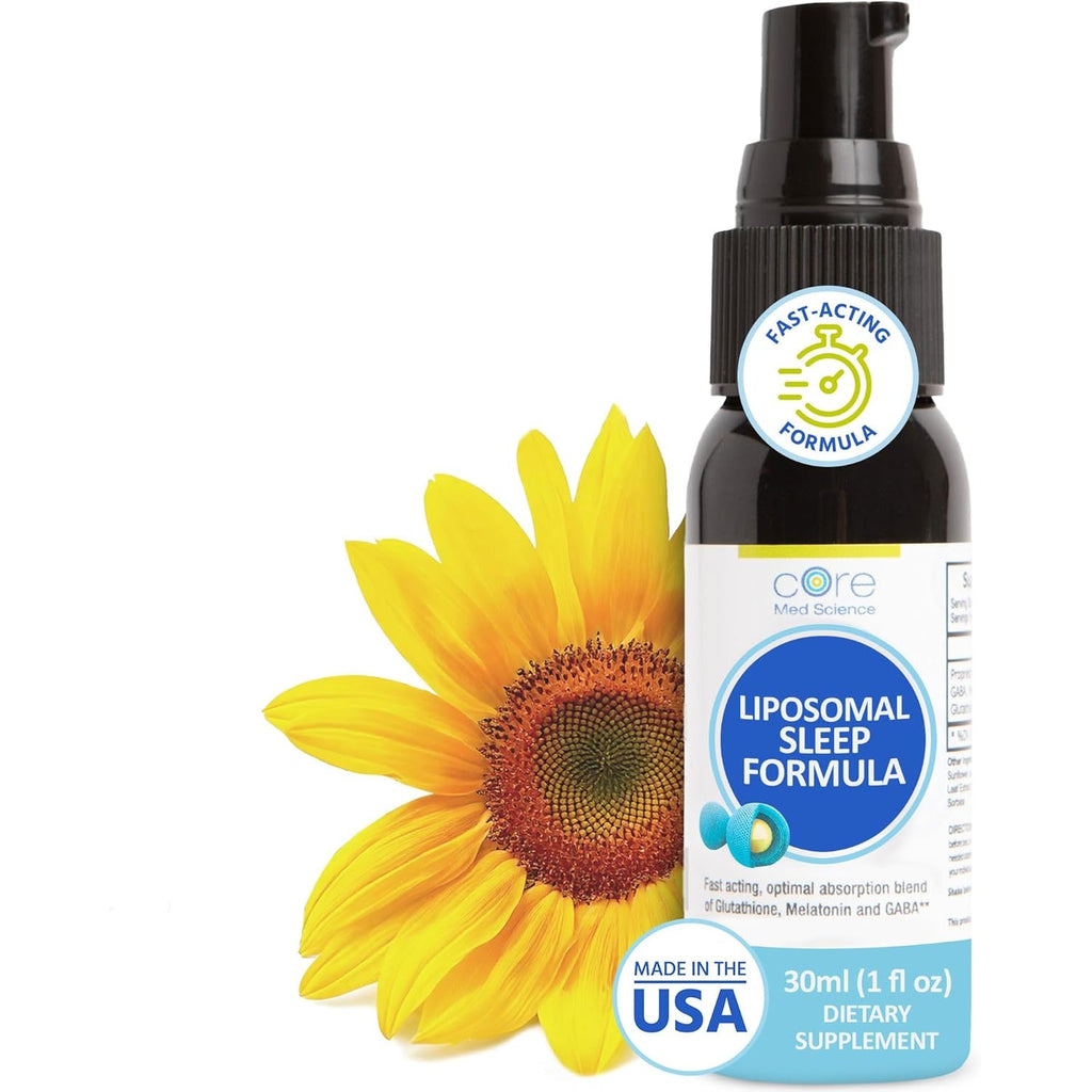 Core Med Science Liposomal Oral Sleep Spray Formula, 1 Fl Oz - Melatonin Spray Supports Restful & Quality Sleep & Relaxation - Glutathione, Melatonin, & GABA for Adults