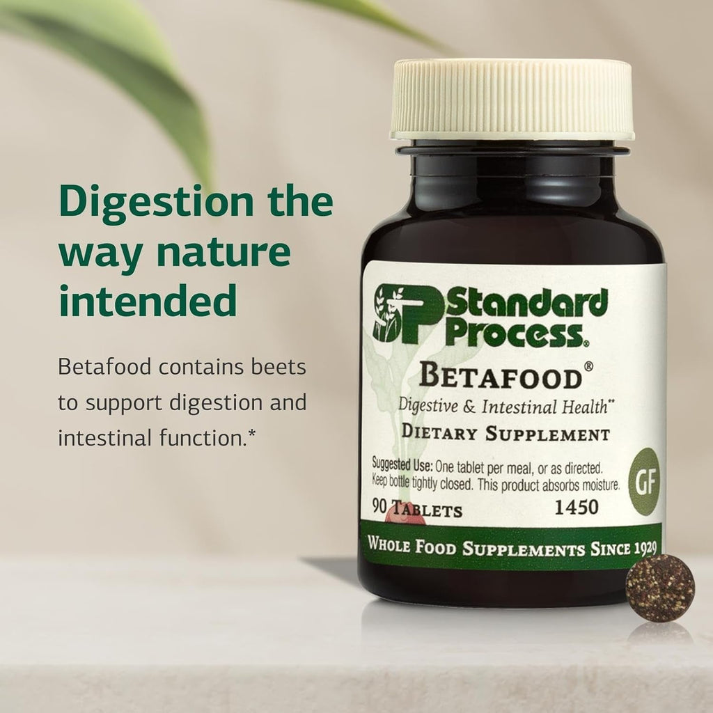 Standard Process Betafood - Supports Digestion & Intestinal Function with Beets - Aids a Healthy Heart & Liver Health - Gluten-Free, Non-Dairy & Non-Soy - 90 Tablets (90 Servings)