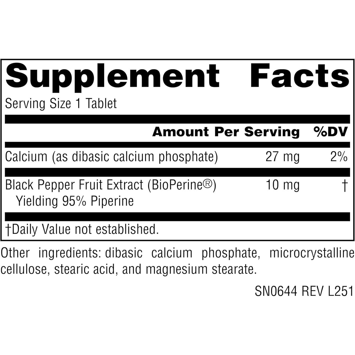 Source Naturals Bioperine - Black Pepper Fruit Extract, Promotes Nutrient Absorption* 10 Mg, 120 Tablets