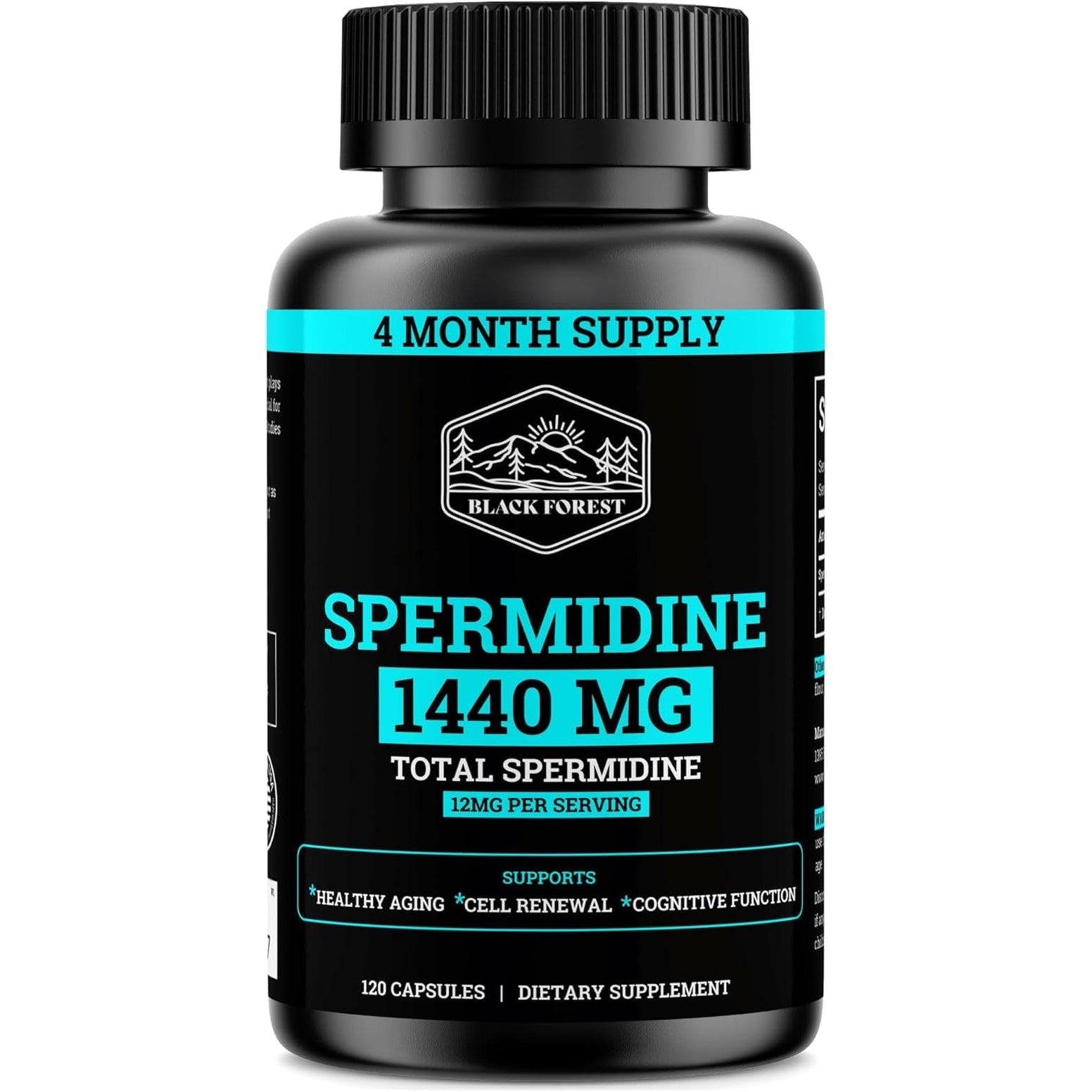 Spermidine Supplement (1440Mg of 99% Pure Spermidine Supplements for Women & Men) 4 Months Supply (100X More Potent than Wheat Germ Extract) 12MGS per Serving for Cellular Health, Anti-Aging & Energy