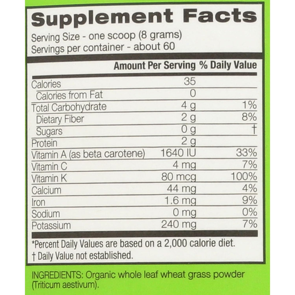 Amazing Grass Wheat Grass Powder: 100% Whole-Leaf Wheat Grass Powder for Energy, Detox & Immunity Support, Chlorophyll Providing Greens, 60 Servings
