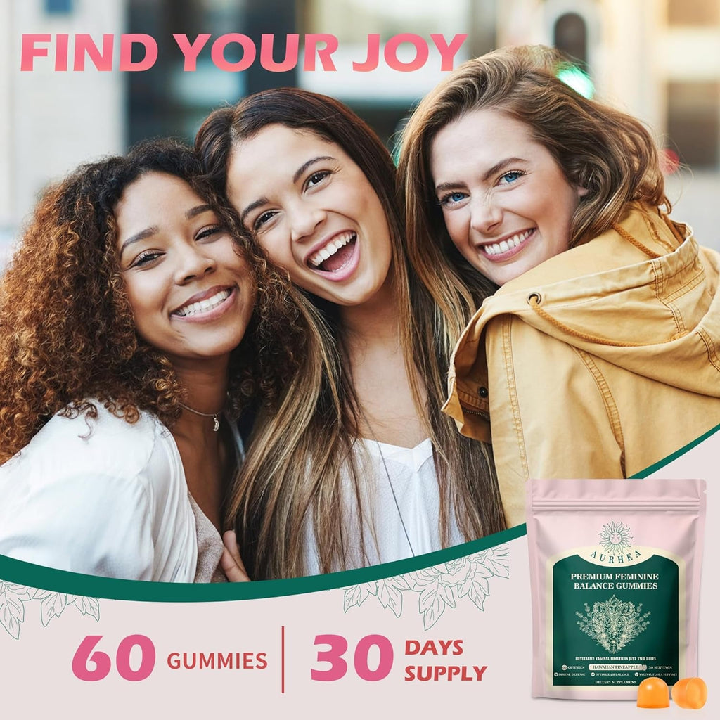 Premium Feminine Balance Gummies for Women - Ph Balance & Wellness Support with Hawaiian Pineapple, Vegan Gluten-Free Supplement - 60 Count