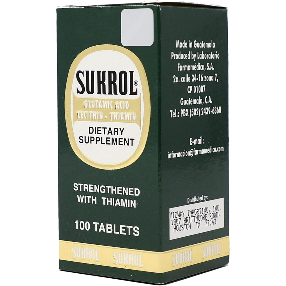 Sukrol, Vitamin, Improve Healthy Brain Function, 100 Tablets, Bottle