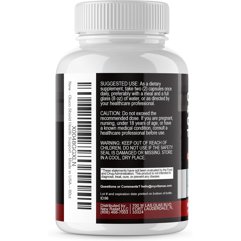 Ceylon Cinnamon, Apple Cider Vinegar, Turmeric - Gluco Health Support - Panax Ginseng, Berberine, Bitter Melon Milk Thistle Fenugreek - Non GMO – Made in USA – 60Ct