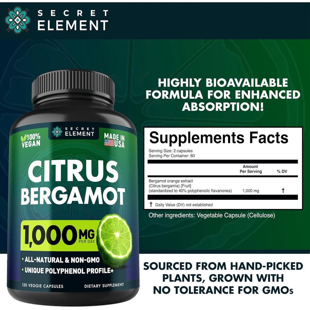 Citrus Bergamot Extract 1000Mg for Women and Men – Polyphenol-Rich Bergamot Capsules for Daily Wellness, Antioxidant Support & Healthy Lifestyle, Non-Gmo, Gluten Free, 120 Vegan Bergamot Capsules