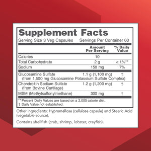 PROTOCOL for LIFE BALANCE Glucosamine & Chondroitin with MSM - Joint Support* - Chondroitin MSM Supplement - Non-Gmo & Dairy Free - 180 Veg Caps
