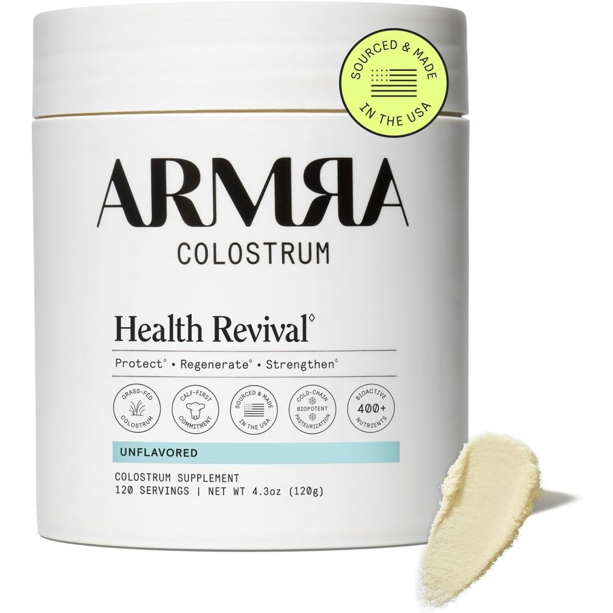 ARMRA Colostrum Powder | Unflavored | Gut Health & Bloating | Skin & Hair | Immunity | Keto, Gluten & Fat-Free | 120 Servings