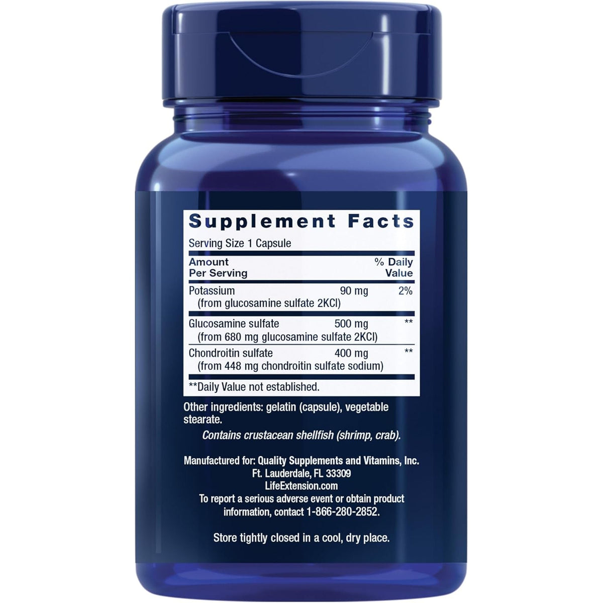 Life Extension Glucosamine/Chondroitin Capsules for Healthy Joints and Cartilage, Non-Gmo, Gluten-Free, 90 Capsules