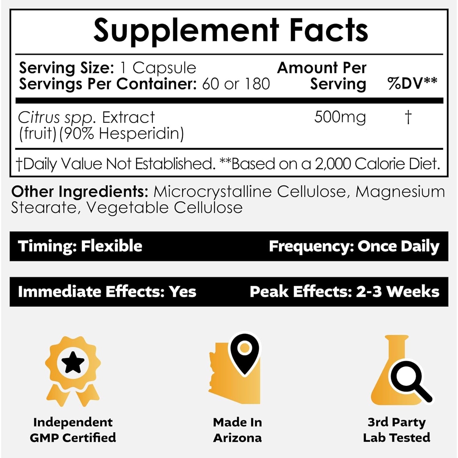 Nootropics Depot Hesperidin Capsules | 500Mg | 60 Count | 90% Citrus Extract | Supports Metabolic Function + Cardiovascular Health