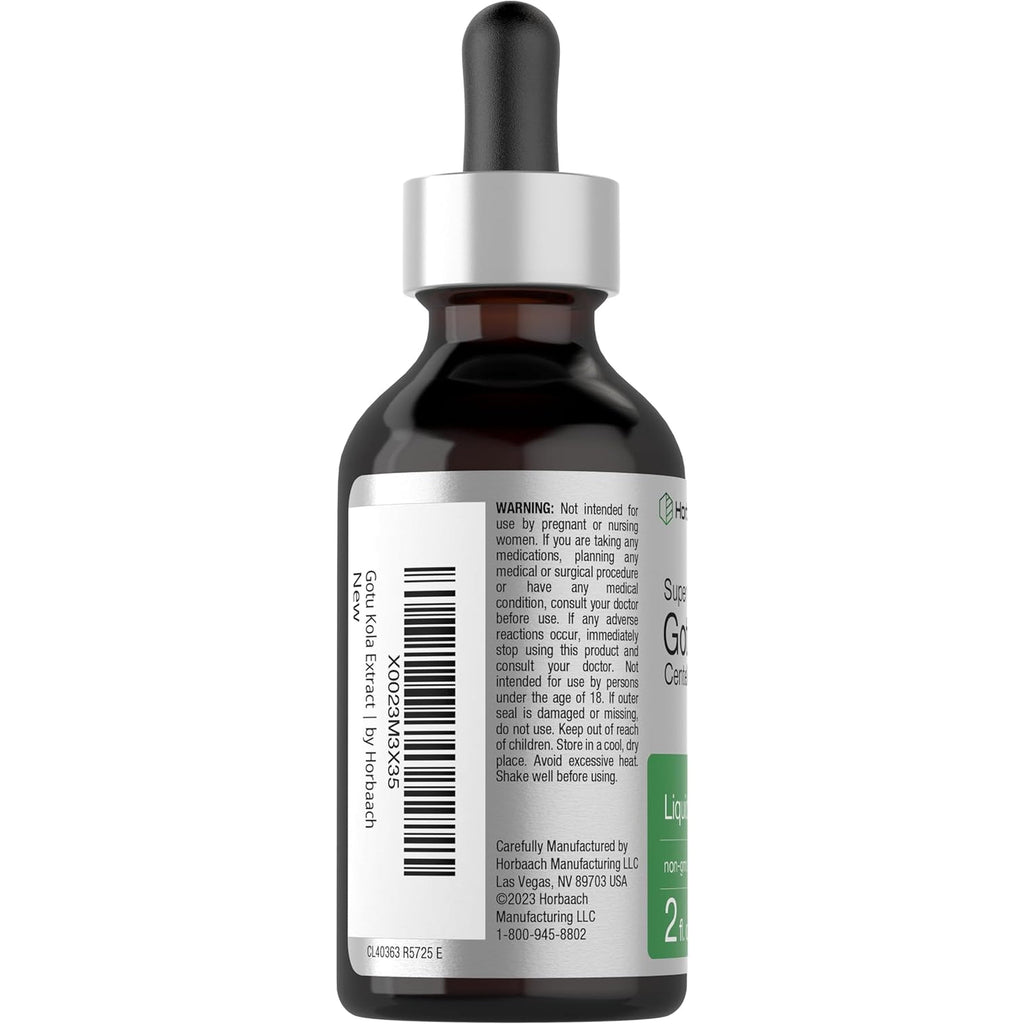 Horbäach Gotu Kola Extract | 2 Fl Oz | Alcohol Free | Super Concentrated Liquid Herb Supplement | Vegetarian, Non-Gmo, Gluten Free