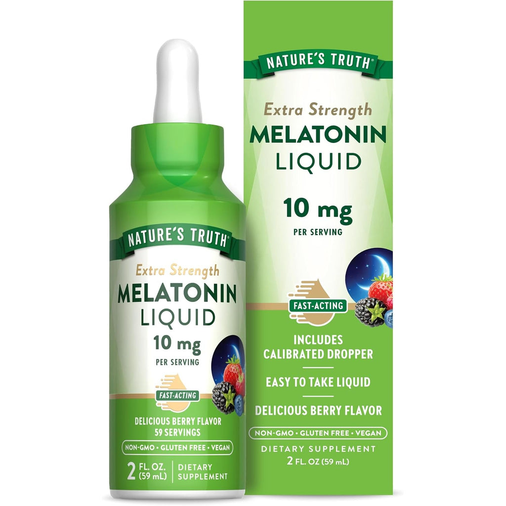 Nature'S Truth Melatonin Liquid | 10 Mg | 2 Fl Oz Maximum Strength for Adults | Berry Flavor | Vegan, Non-Gmo & Gluten Free Supplement