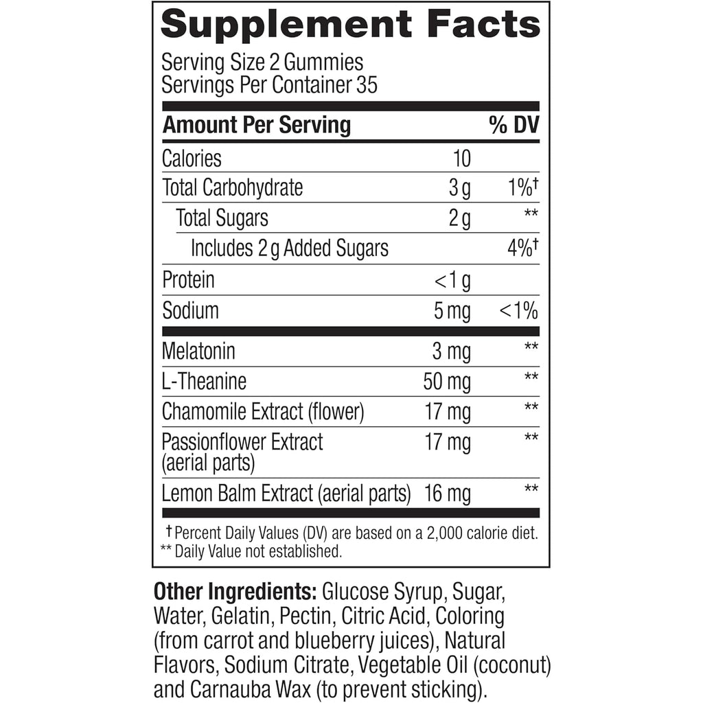 OLLY Sleep Gummy, Sleep Support Supplement,* 3 Mg Melatonin, L-Theanine, Chamomile and Lemon Balm Extracts, Blackberry Zen Flavor, 35 Day Supply - 70 Count