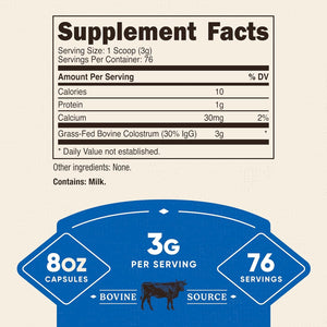 Nutricost Colostrum Powder 8 Oz, Lactoferrin and Minimum 30% Immunoglobulins (Igg), from Bovine Colostrum, 3G per Serving, 76 Servings