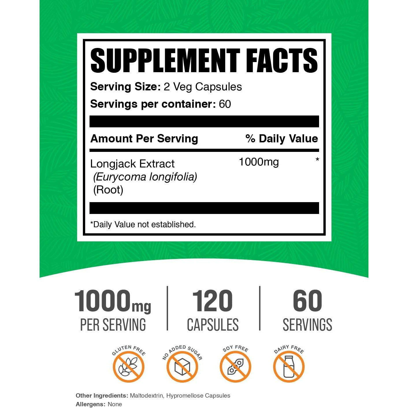 Bulksupplements.Com Longjack Extract Capsules - Tongkat Ali Extract, Tongkat Ali Supplement - Vegan-Friendly, 120 Veg Capsules (Pack of 1)