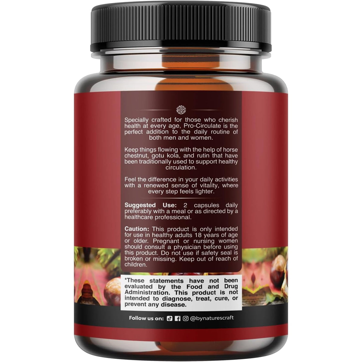 Natures Craft Vein Support Supplement for Leg and Veins - Full Body Supplement for Spider & Varicose Veins and Improved Flow with Horse Chestnut Extract - Vegan Non-Gmo Capsules - 60 Count