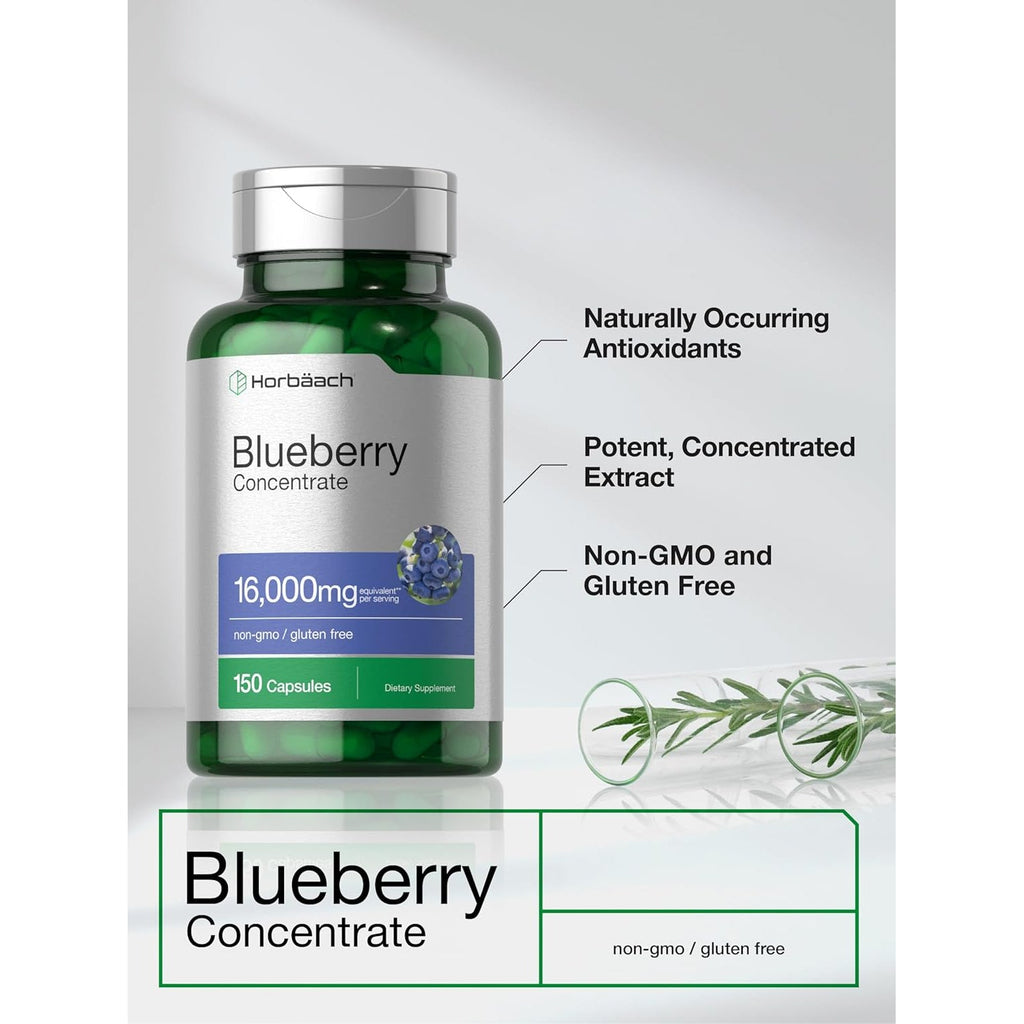 Horbäach Blueberry Extract Supplement | 150 Capsules | Blueberry Concentrate | Non-Gmo & Gluten Free Formula
