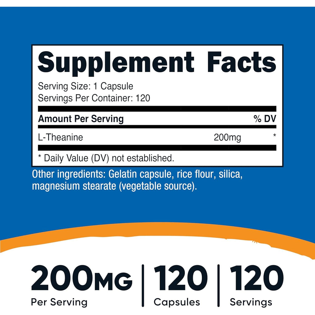 Nutricost L-Theanine 200Mg, 120 Capsules, Double Strength - Non-Gmo, Gluten Free