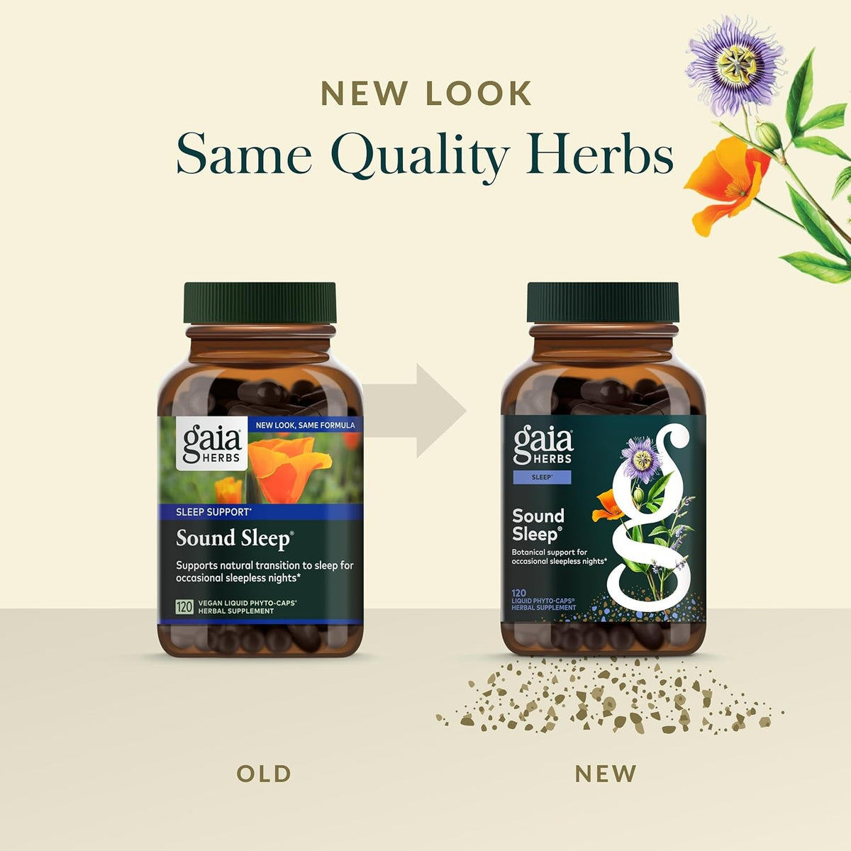 Gaia Herbs Sound Sleep - Sleep Support Supplement - Herbal, Plant-Powered Support for Calm & Relaxation* - Valerian Root, Passionflower & More - 120 Vegan Liquid Phyto-Capsules (40 Servings)