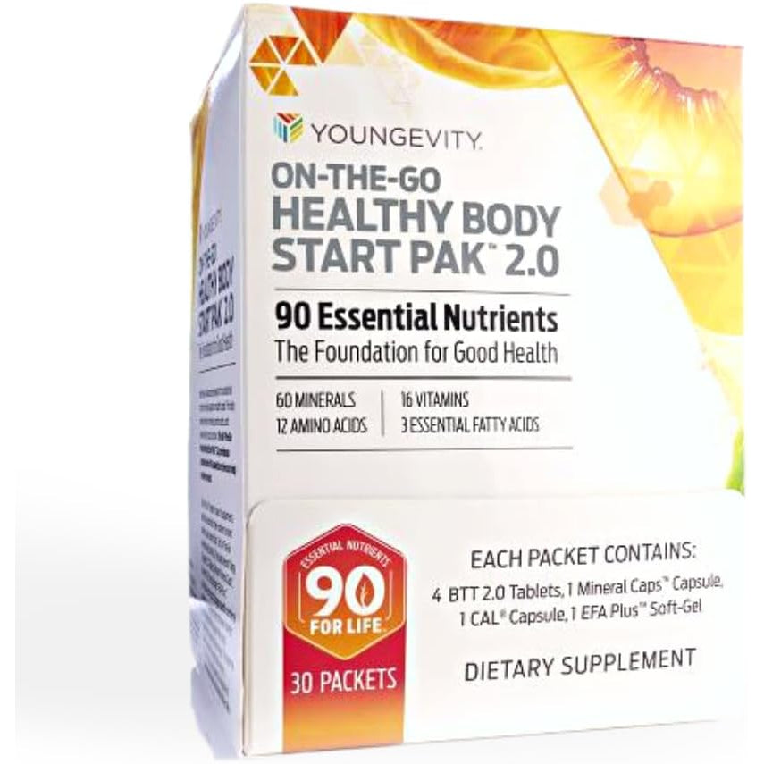 Youngevity On-The-Go Healthy Body Start Pak 2.0 - Includes Multi-Vitamins, Minerals, Efas, & Amino Acids | 90 Essential Nutrients | 30-Day Supply