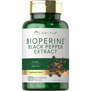 Carlyle Bioperine 10Mg | 120 Capsules | Non-Gmo & Gluten Free | Sourced from Black Pepper Extract | Supports Curcumin Powder Absorption