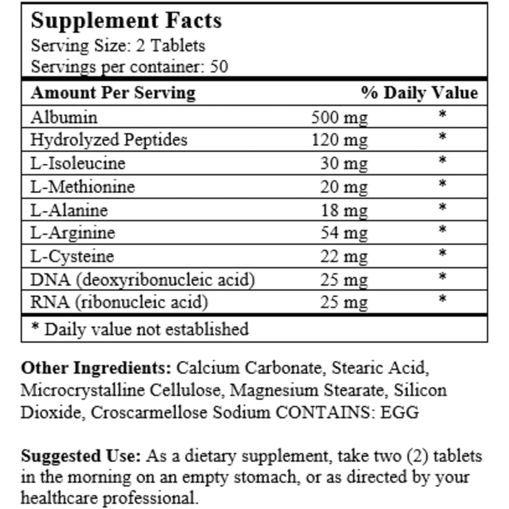 Super Albumin – Hydrolyzed Protein & Amino Acids Supplement | 100 Tablets | Supports Tissue Repair, Cellular Health & Physiological Balance