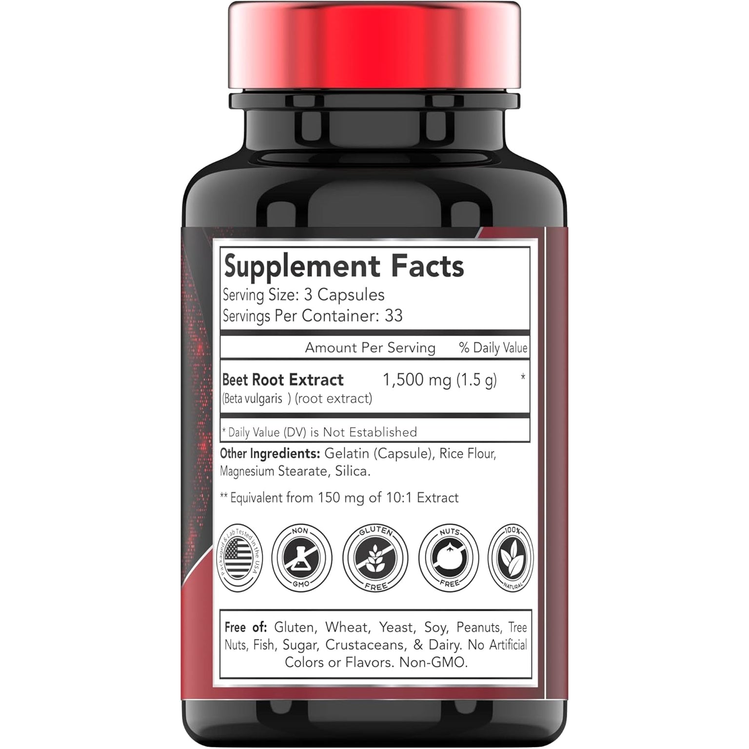Beet Root Capsules 1500 Mg - 100 Capsules | Beet Root Powder Extract Capsules | Non-Gmo & Gluten-Free | Produced in the USA | Tnvitamins