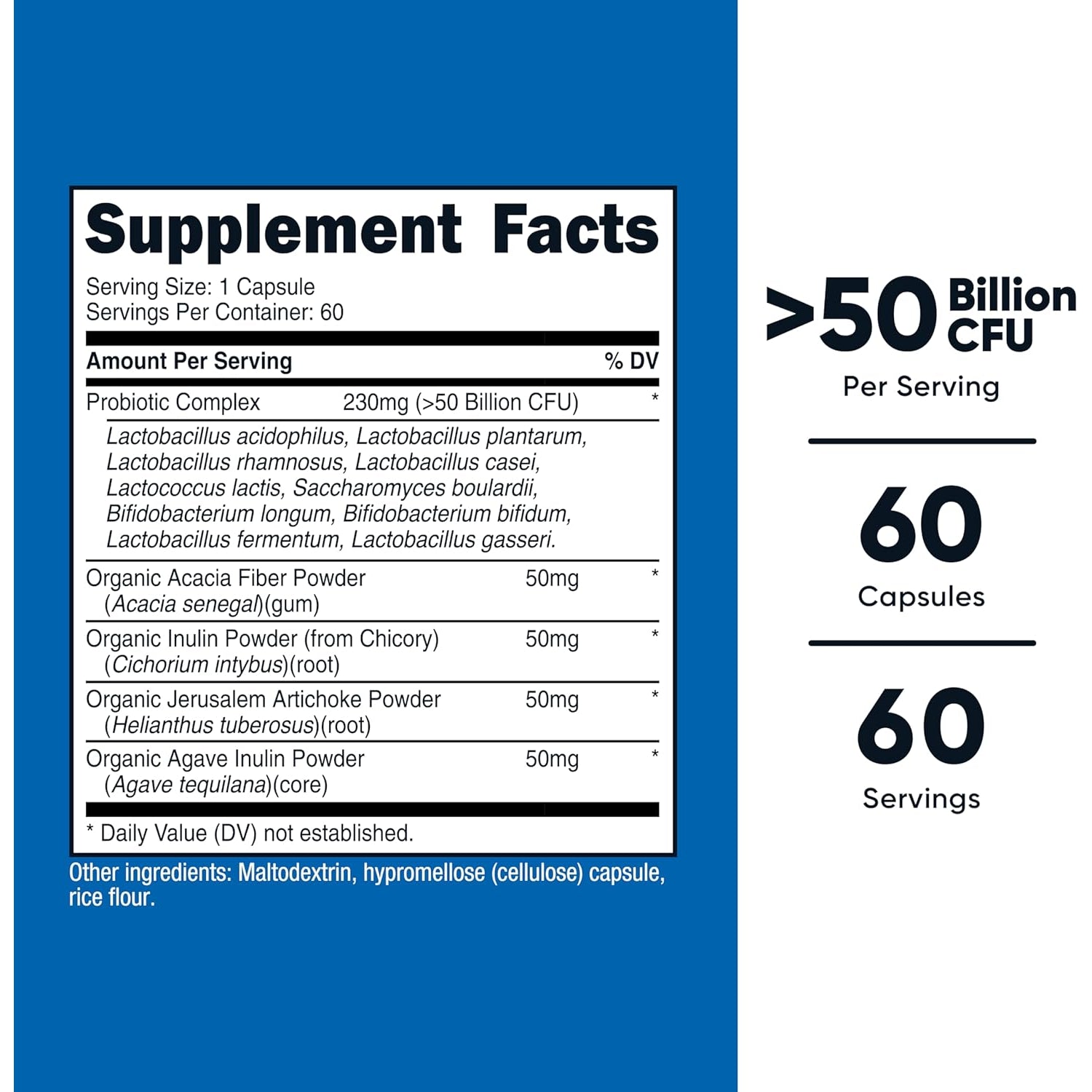 Nutricost Probiotic Complex - 50 Billion CFU, 60 Capsules - Probiotic for Men and Women - Vegetarian Capsules, Non-Gmo, Gluten Free