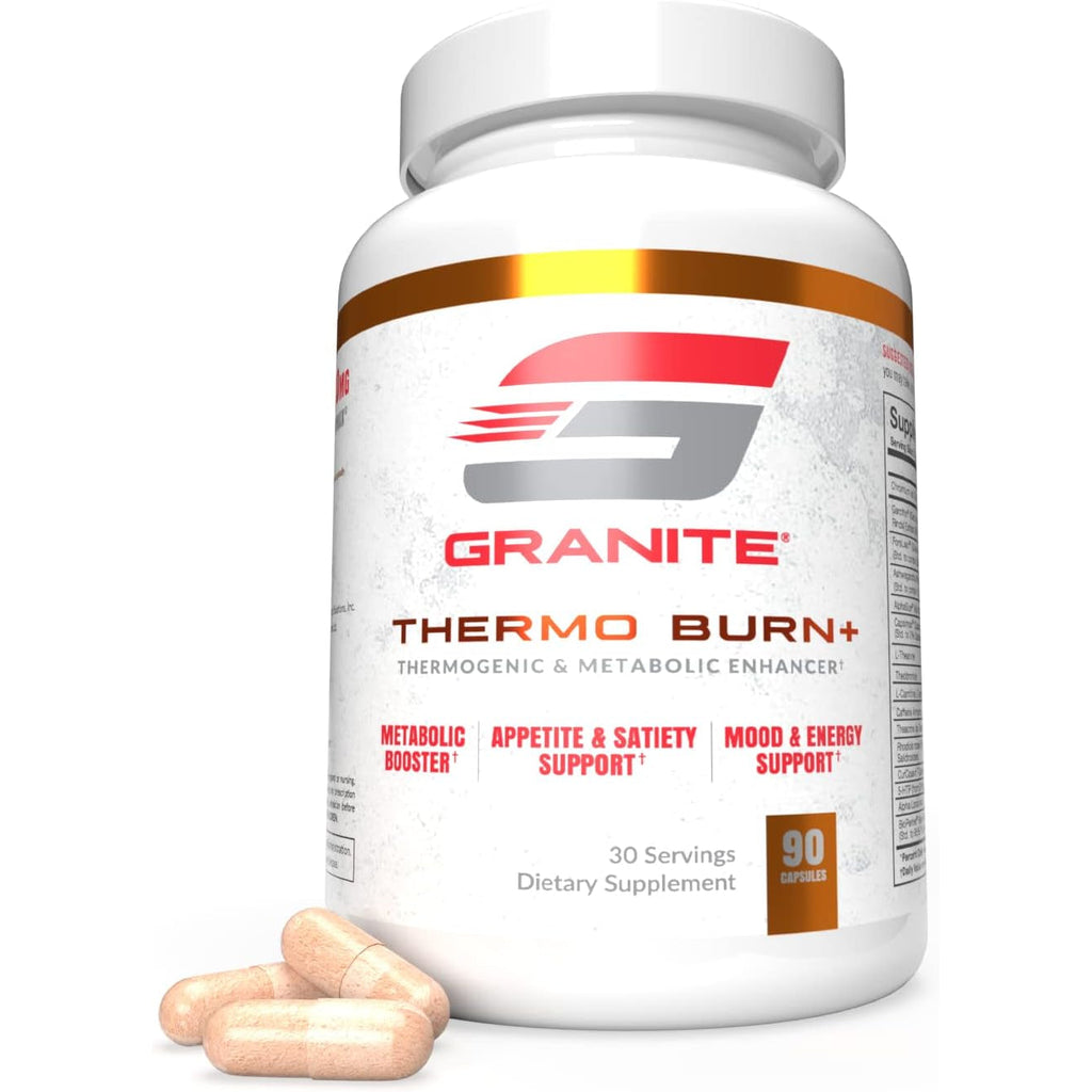 Granite Thermo Burn, New Advanced Formula for Thermogenic, Metabolic, Mood & Appetite Support with Alpha GPC, Theobromine, & 5-HTP, 90 Capsules