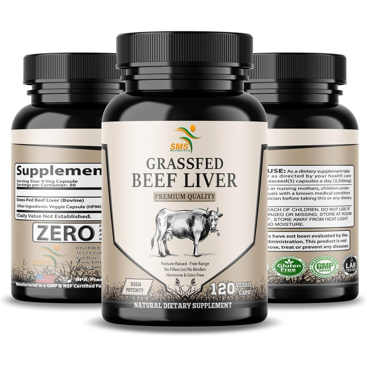 Grass Fed Desiccated Beef Liver Capsules (120 Pills, 480-500Mg Each) - Natural Iron, Vitamin A, B12 for Energy - Humanely Pasture Raised Undefatted without Hormones or Chemicals